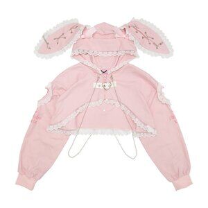 NEW ACDC RAG X Pinktaho Kiss Kill Pink Bunny Ear Lolita Cropped Jacket